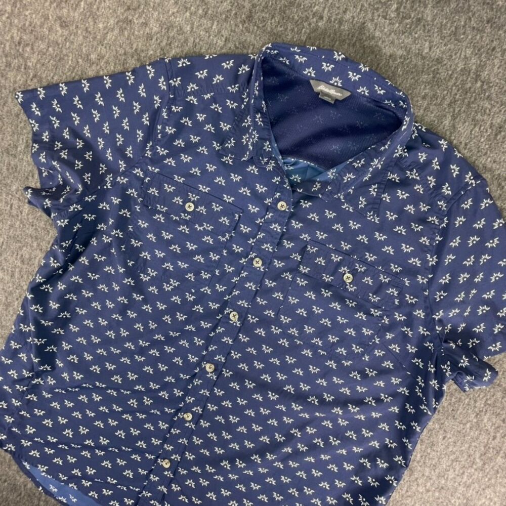 Eddie Bauer Women's XL UPF 50 Hiking Adventure Shirt Blue Outdoor Sun Protection - Picture 2 of 12